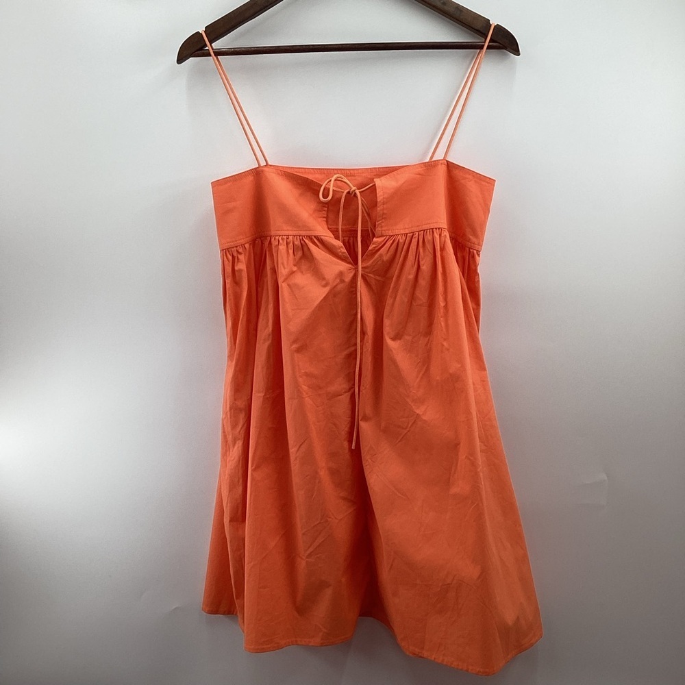 SNDYS Poplin Tie Detail Orange Spaghetti Strap Mini Dress - Picture 3 of 14